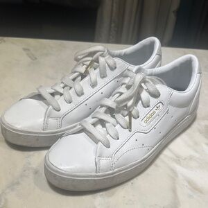 Adidas Sleek White Leather Sneakers